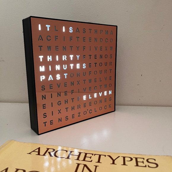 LED Word Desk Clock - LED Text Display - Powered by USB Cable -7.8" X 7.8" X 2" - Picture 7 of 9